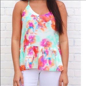 Buddy Love watercolor floral peplum tank, size S